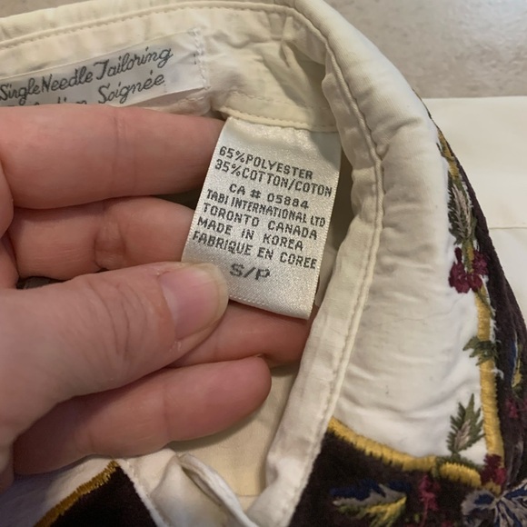 Vtg 80s/90s Tabi International Embroidered Collar Blouse | S/P White - Picture 4 of 8